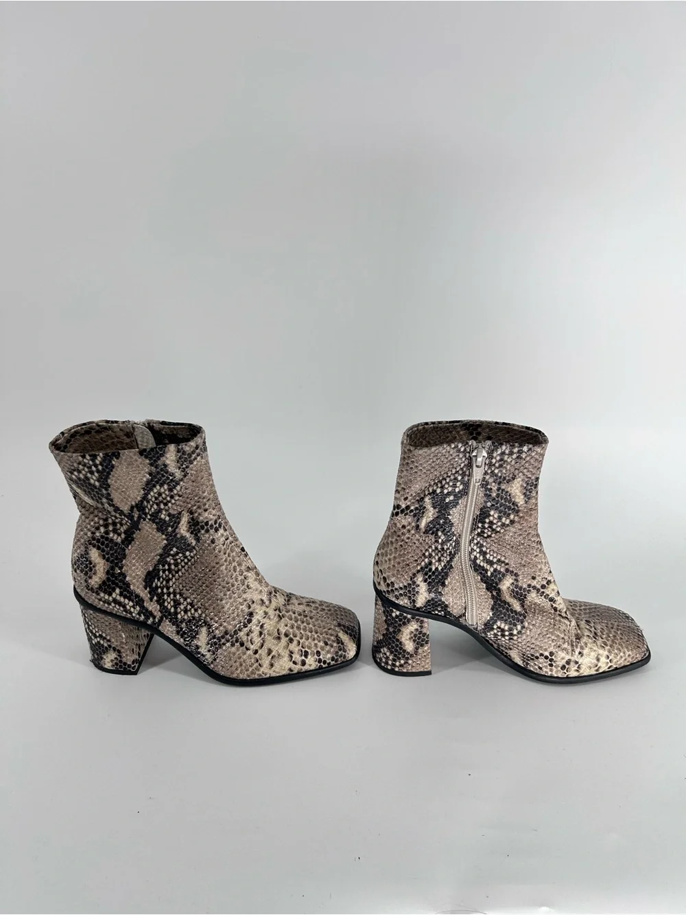 Free People Cecile Snakeskin Block Heel Ankle Boots - UK‎ 37